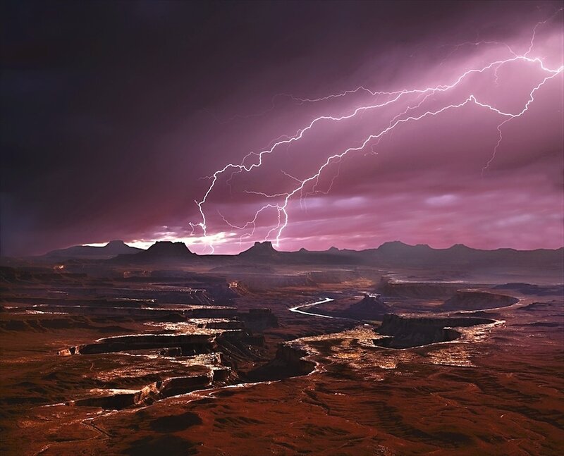 Lightning over Canyon — Purple, Dramatic, Night