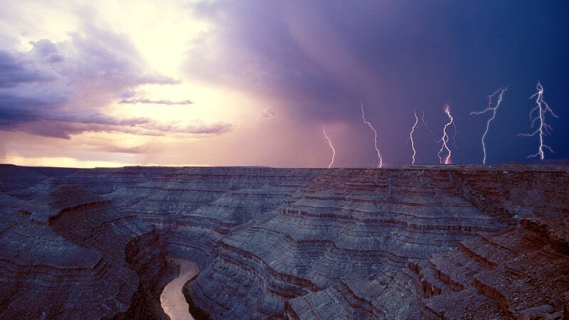 Lightning over Canyon — Purple