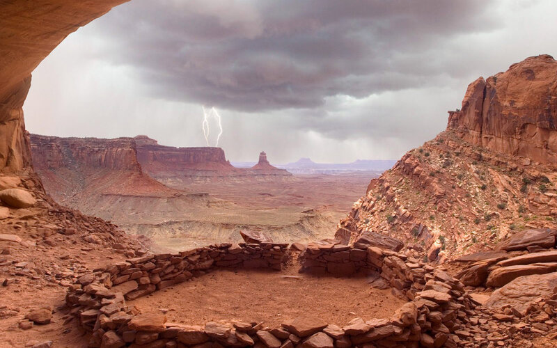 Lightning over Canyon — Red, Dramatic, Afternoon