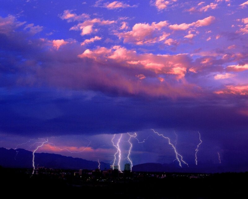 Lightning over City — Clouds