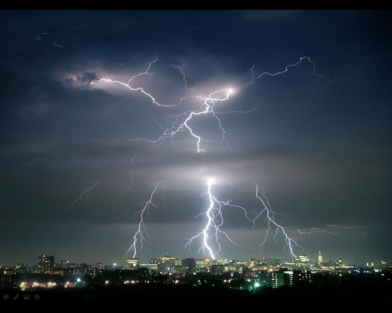 Lightning over City — Dark Blue, Dramatic