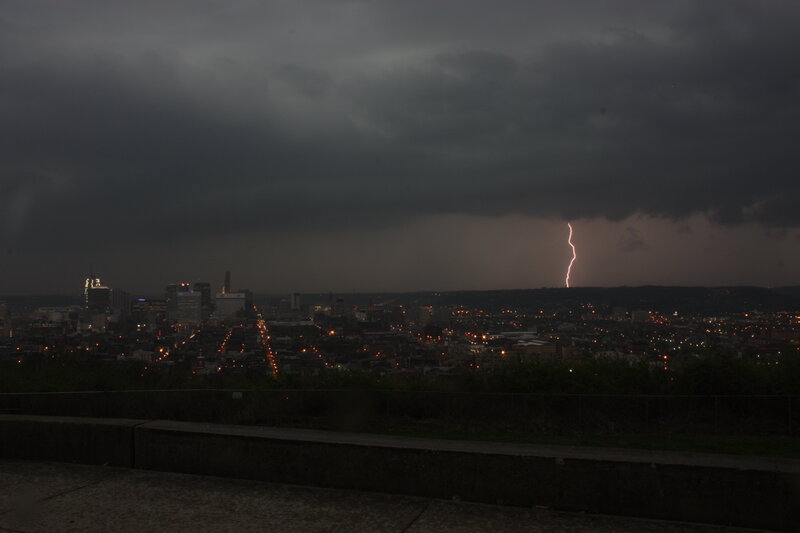 Lightning over City — Dark Gray, Dramatic