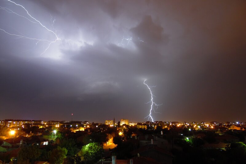Lightning over City — Dark Gray