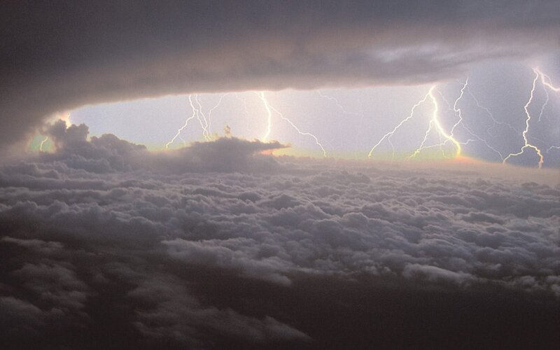 Lightning over cloud cover