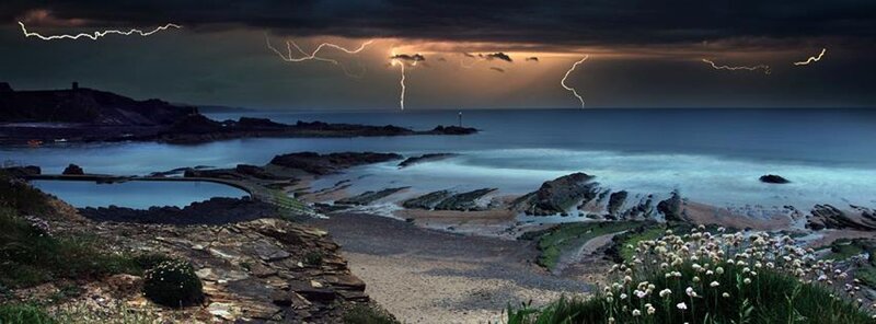 Lightning over Coastal Bay