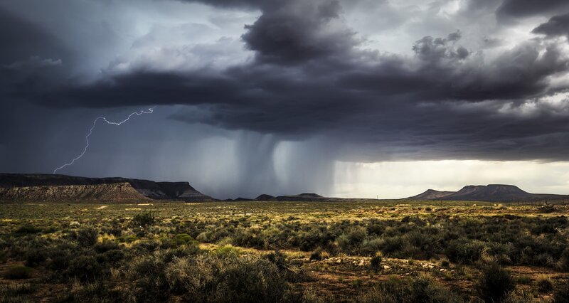 Lightning over Desert — Gray