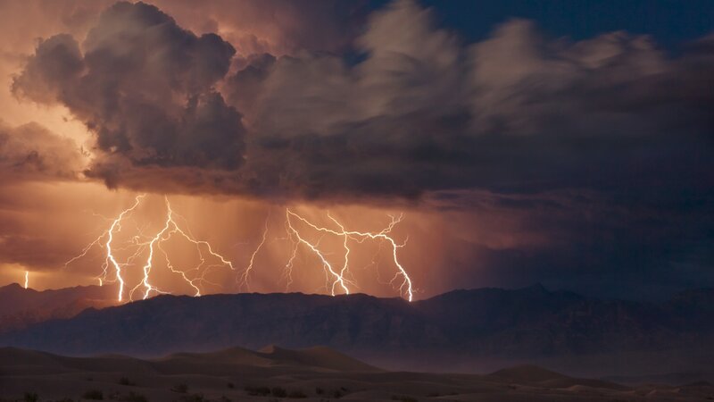 Lightning over Desert — Orange