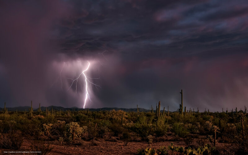 Lightning over Desert — Purple