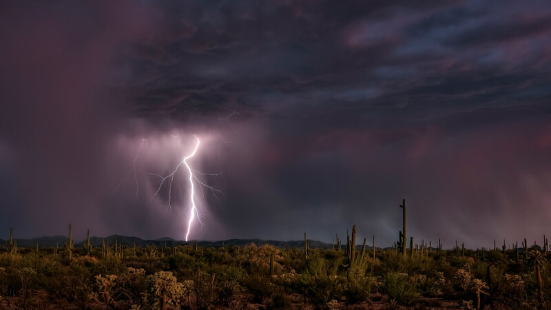 Lightning over Desert
