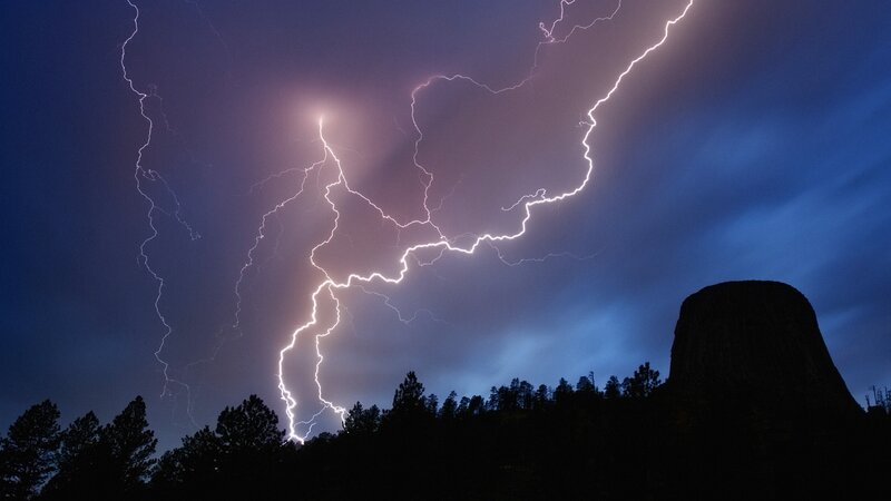 Lightning over Devils Tower