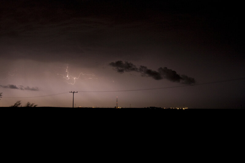 Lightning over Field — Black