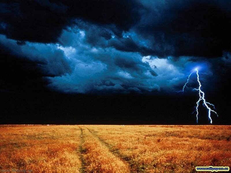 Lightning over Field — Blue