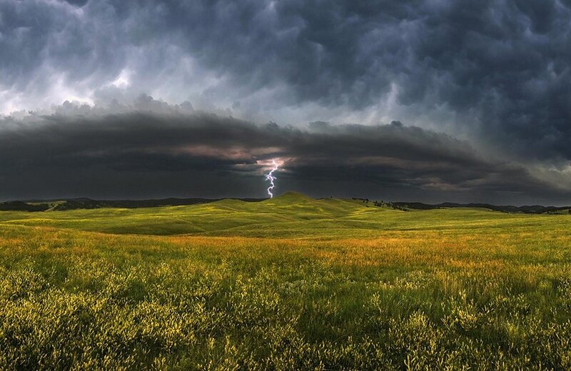 Lightning over Grassy Hills