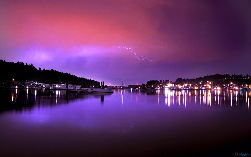 Lightning over Harbor — Purple