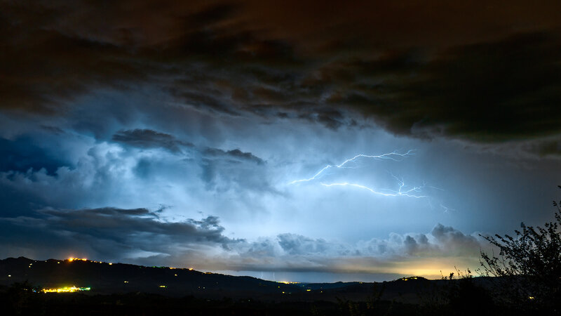 Lightning over Hills — Blue