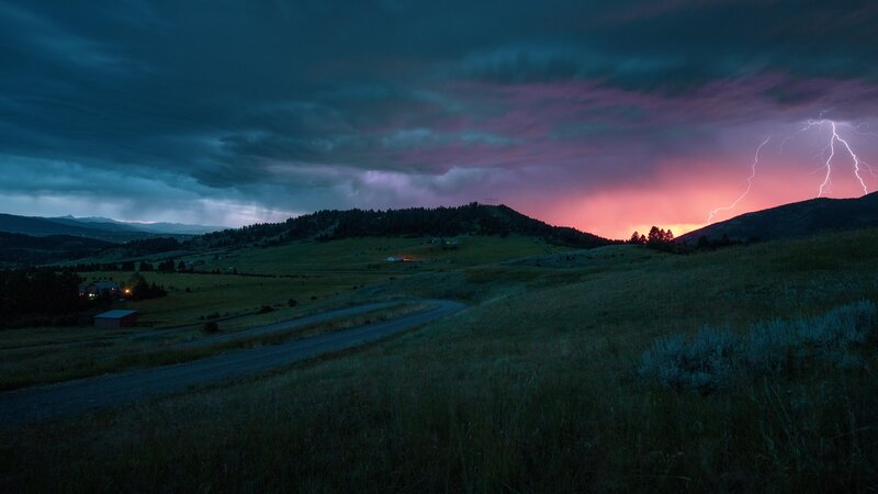 Lightning over Hills — Purple