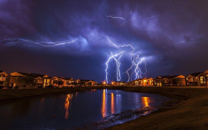 Lightning over Houses