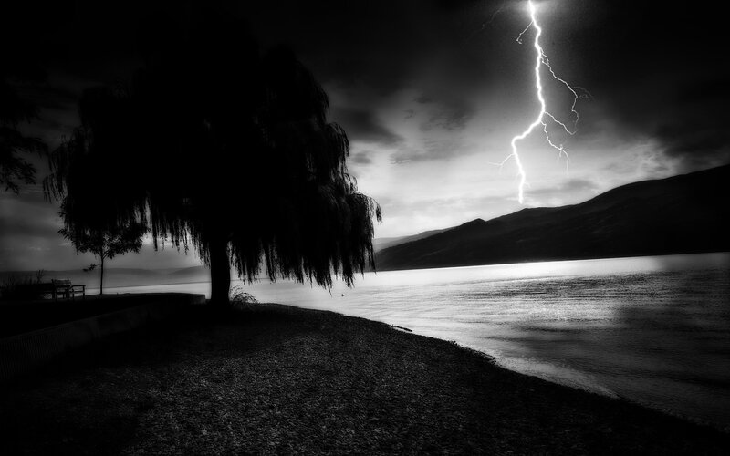 Lightning over Lake — Black