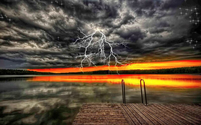 Lightning over Lake — Orange