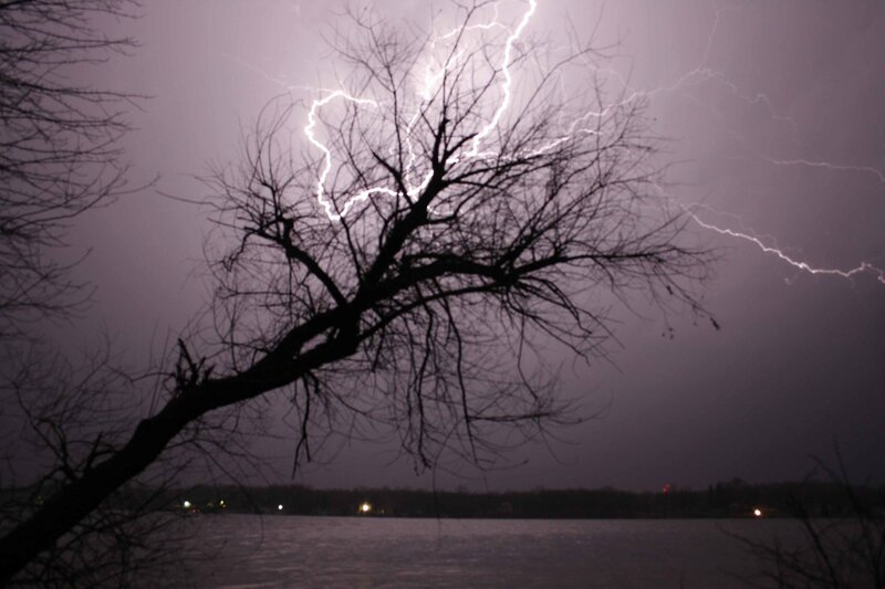 Lightning over Lake — Purple, Dramatic
