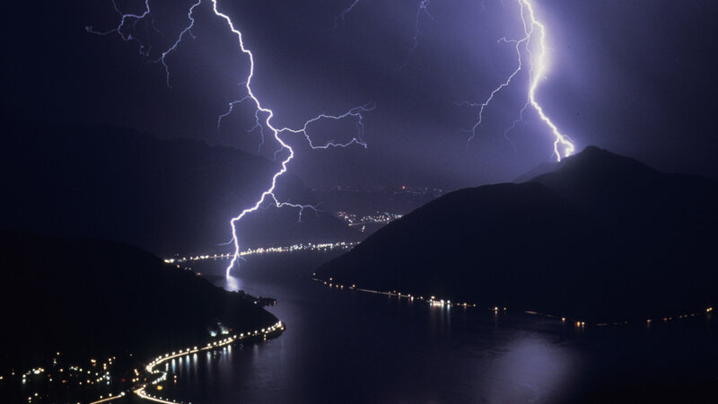 Lightning over Lake — Purple