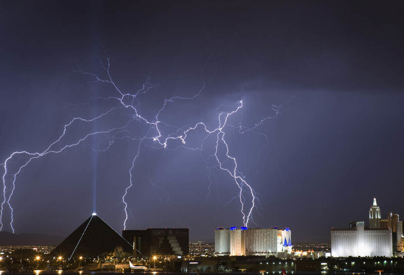Lightning over Las Vegas skyline