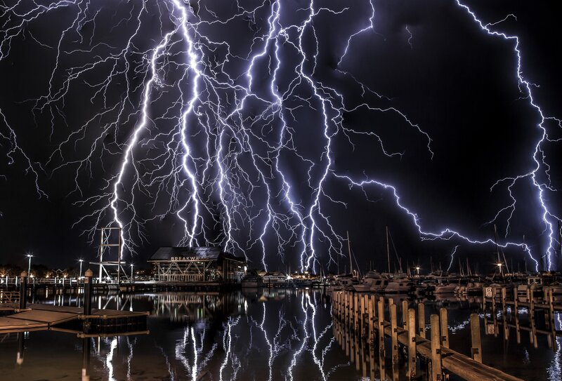 Lightning over Marina — Black