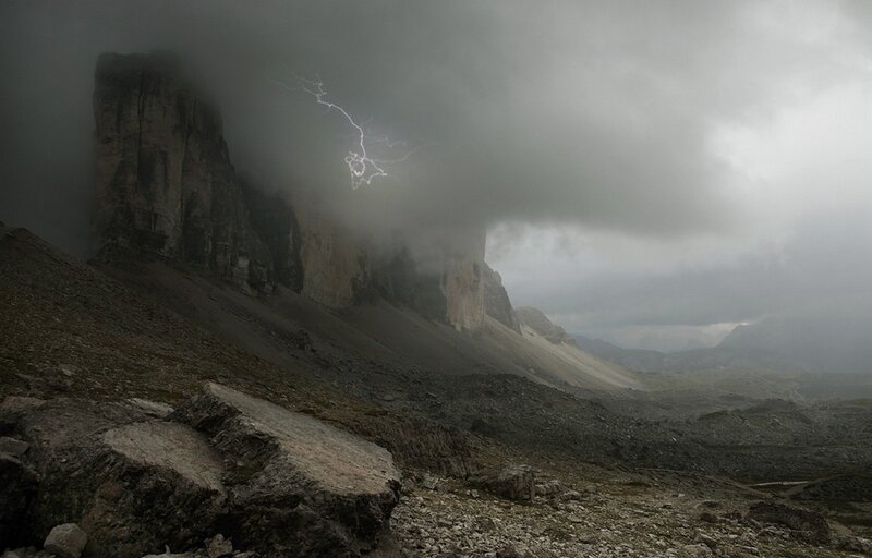 Lightning over Mountain — Gray