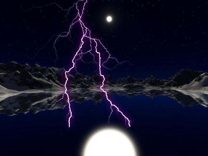 Lightning over Mountain Lake — Purple
