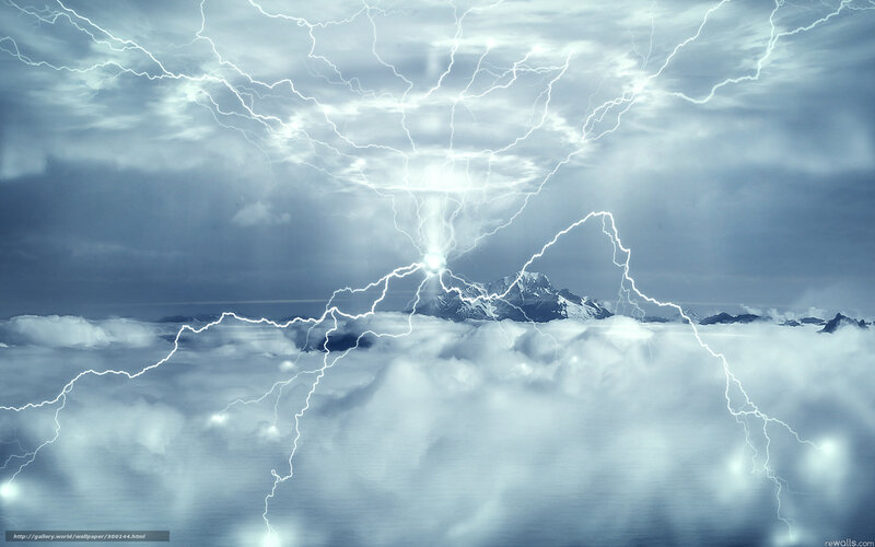 Lightning over mountain peaks