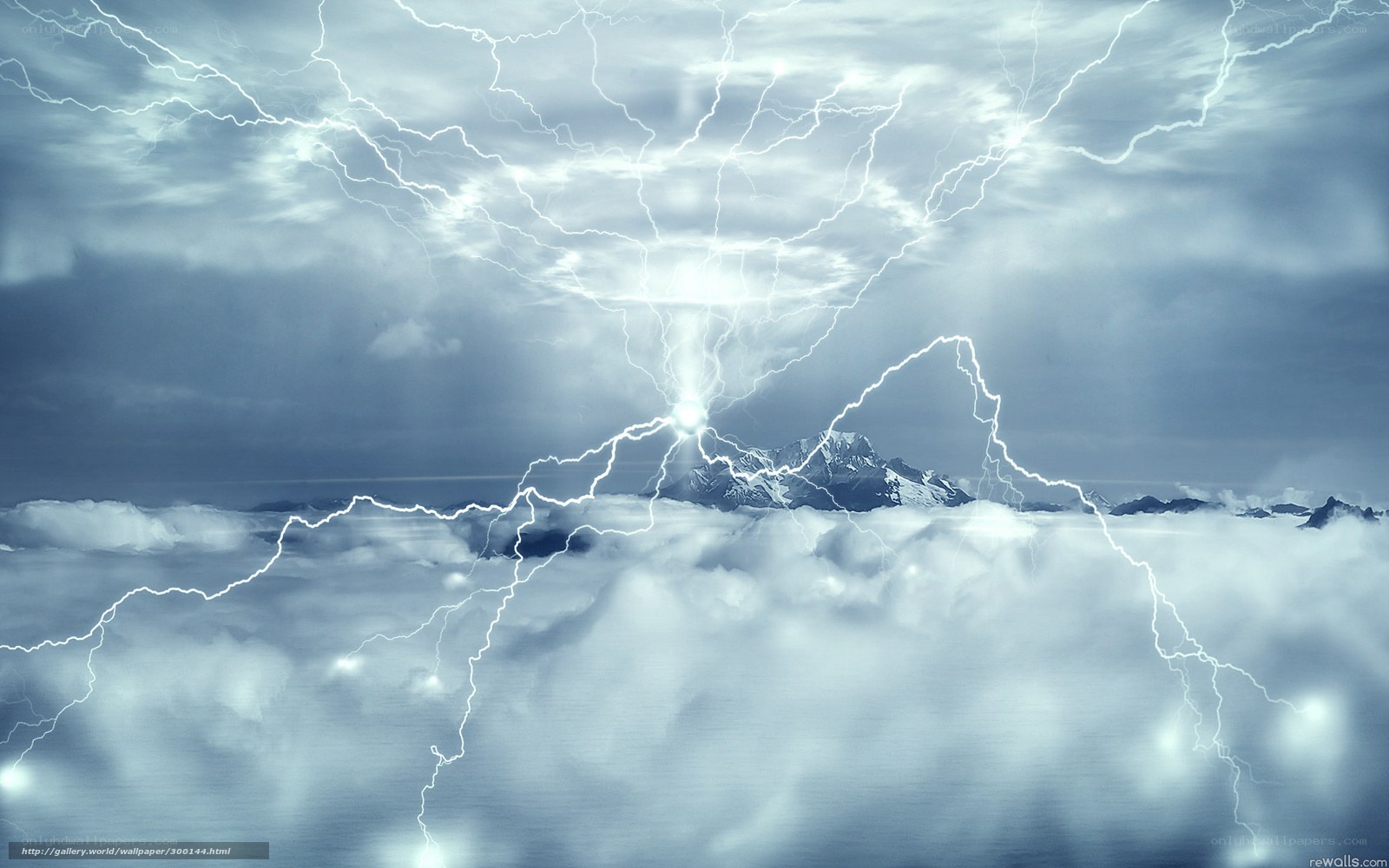 Lightning over mountain peaks