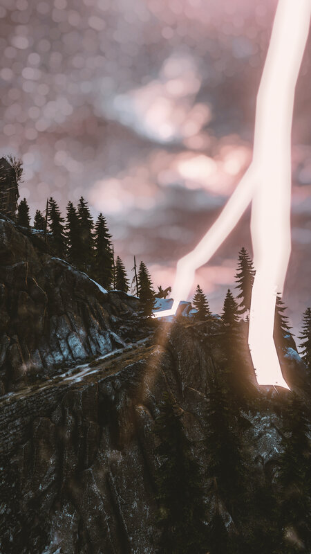 Lightning over Mountain — White