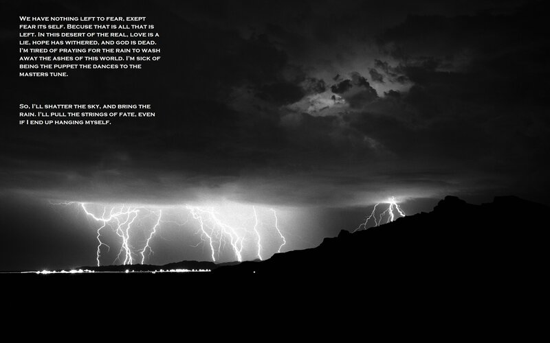 Lightning over Mountains — Black, Dramatic, Night