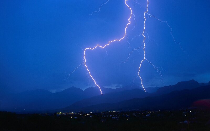 Lightning over Mountains — Blue