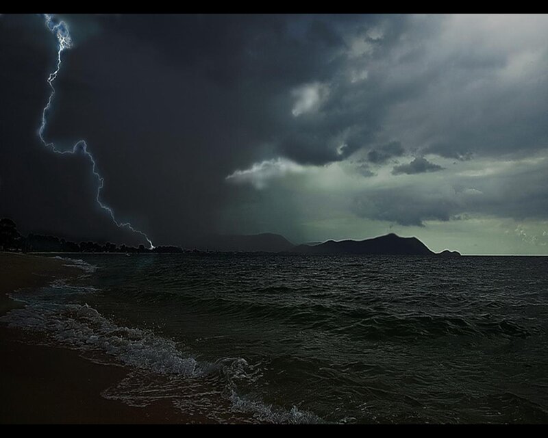 Lightning over Ocean — Dark Gray
