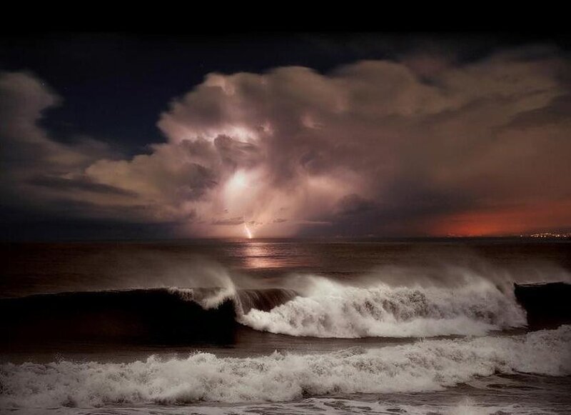 Lightning over Ocean — Dark