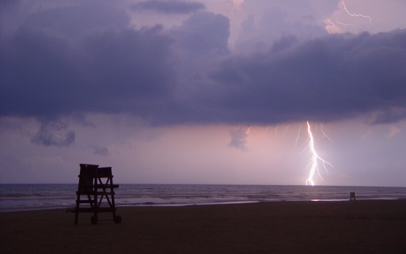 Lightning over Ocean — Purple, Dramatic, Night