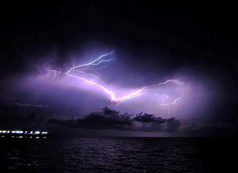 Lightning over Ocean — Purple
