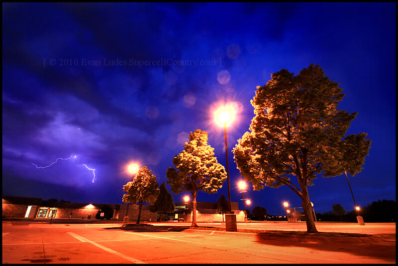 Lightning over parking lot