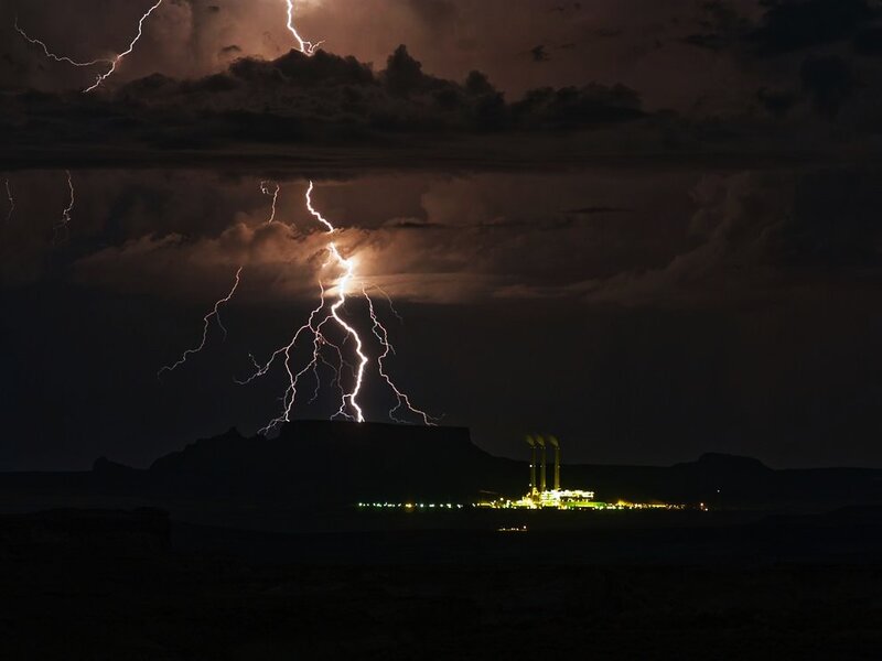 Lightning over Power Plant