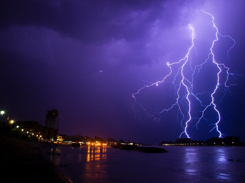 Lightning over River — Purple