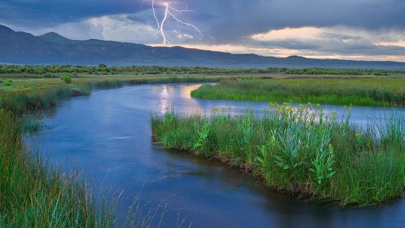 Lightning over River