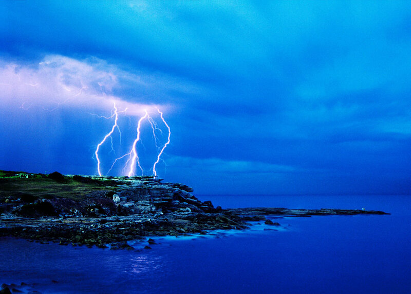 Lightning over Rocky Coast