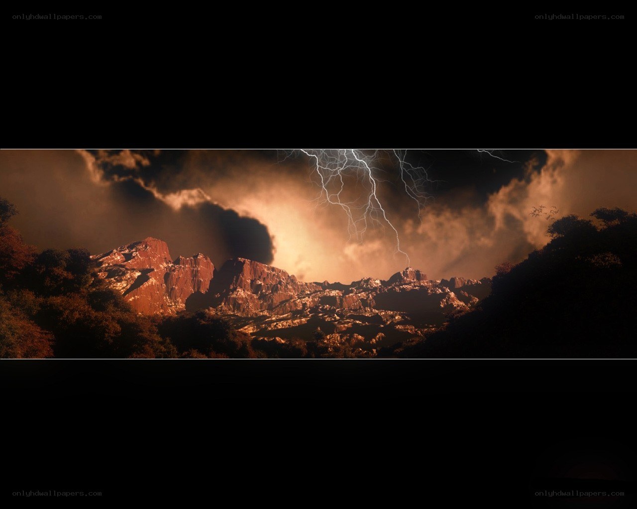 Lightning over rocky mountains