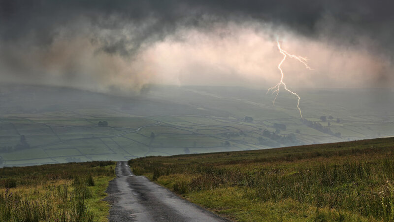 Lightning over Rural Road