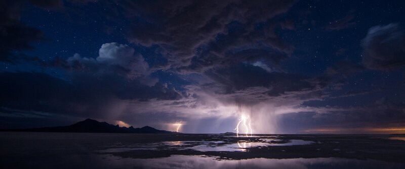 Lightning over Salt Flat — Dark Blue