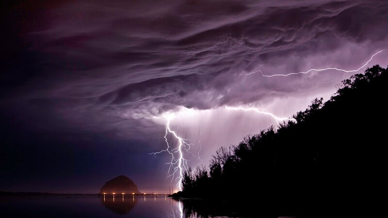 Lightning over Sea — Purple