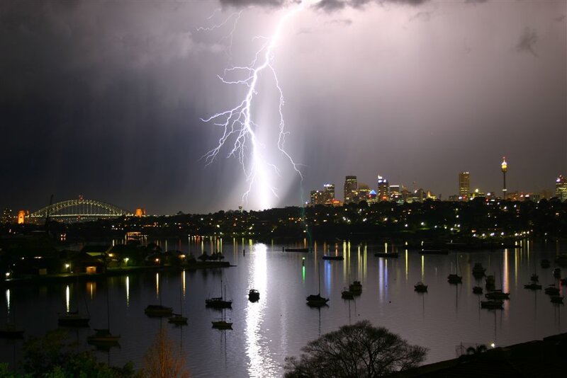 Lightning over Sydney Harbor
