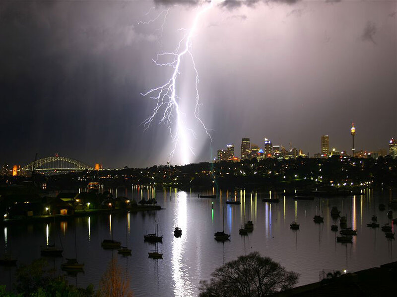 Lightning over Sydney Harbor