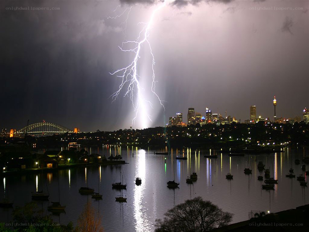 Lightning over Sydney Harbor